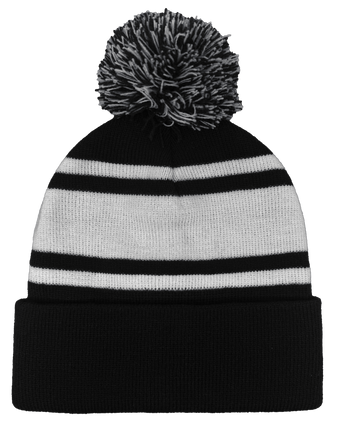 Cuffed Knitted Pom Pom Beanie