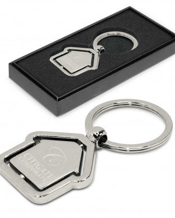 Spinning House Metal Key Ring