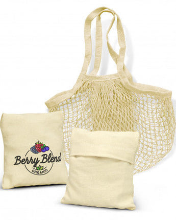 Cotton Mesh Foldaway Tote Bag